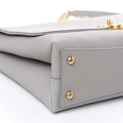 Chanel Grained Calfskin Stitched Flap Grey 6 of 10