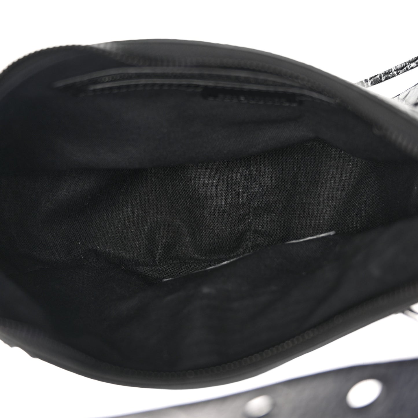 Extra Supple Calfskin Crocodile Embossed Monochrome Small Le Cagole Shoulder Bag Black
