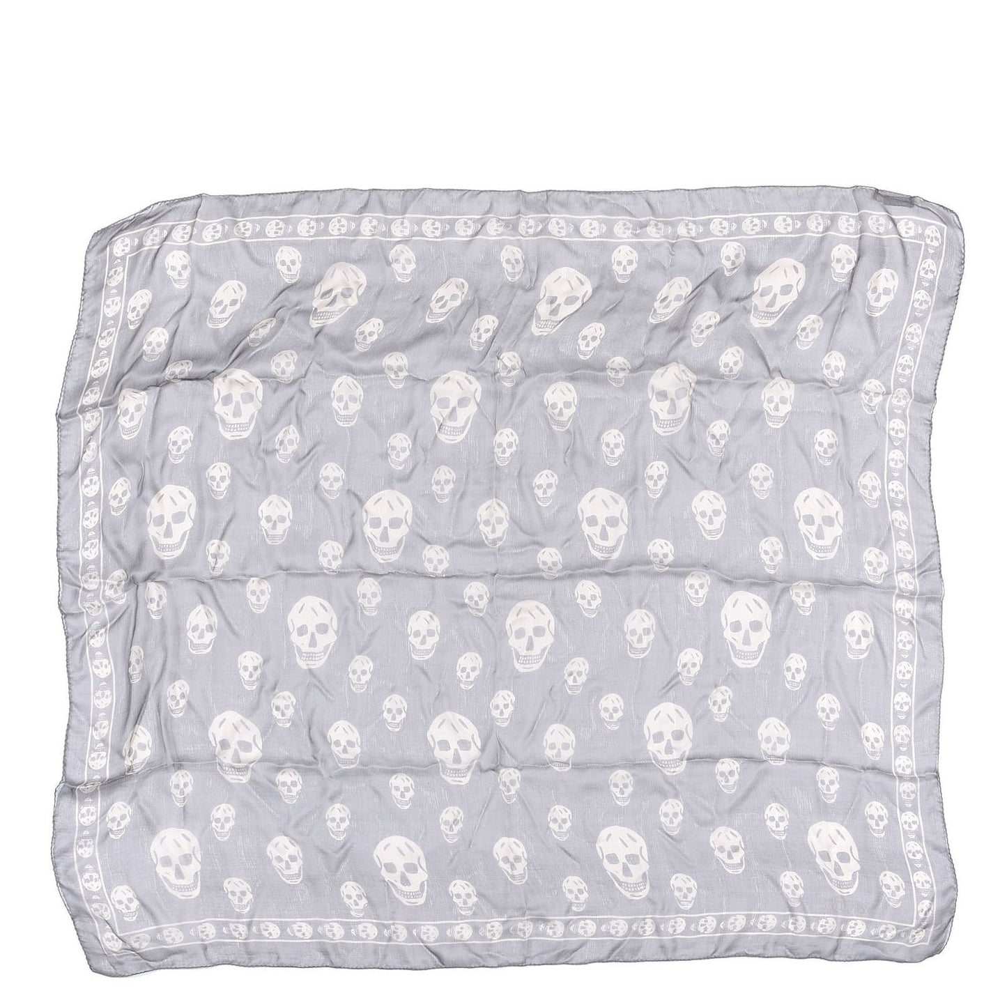 Silk Chiffon Skull Scarf Grey Beige