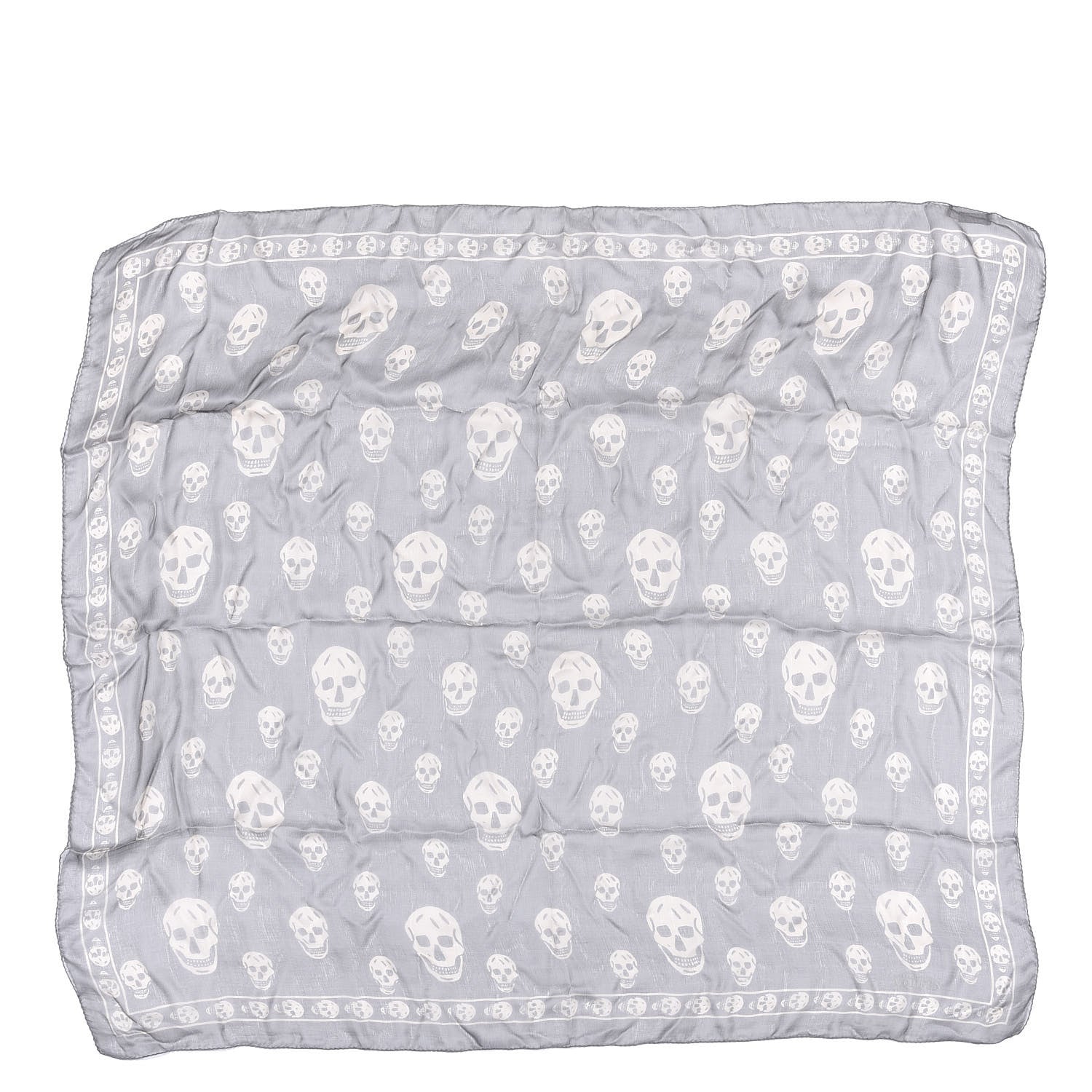Alexander McQueen Silk Chiffon Skull Scarf Grey Beige 1 of 3