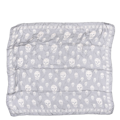 Alexander McQueen Silk Chiffon Skull Scarf Grey Beige 1 of 3