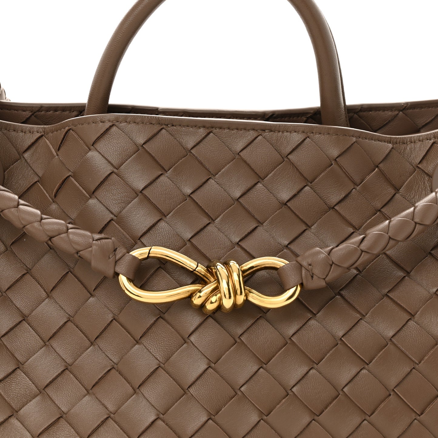 Nappa Intrecciato Medium Andiamo Shoulder Bag Taupe Grey