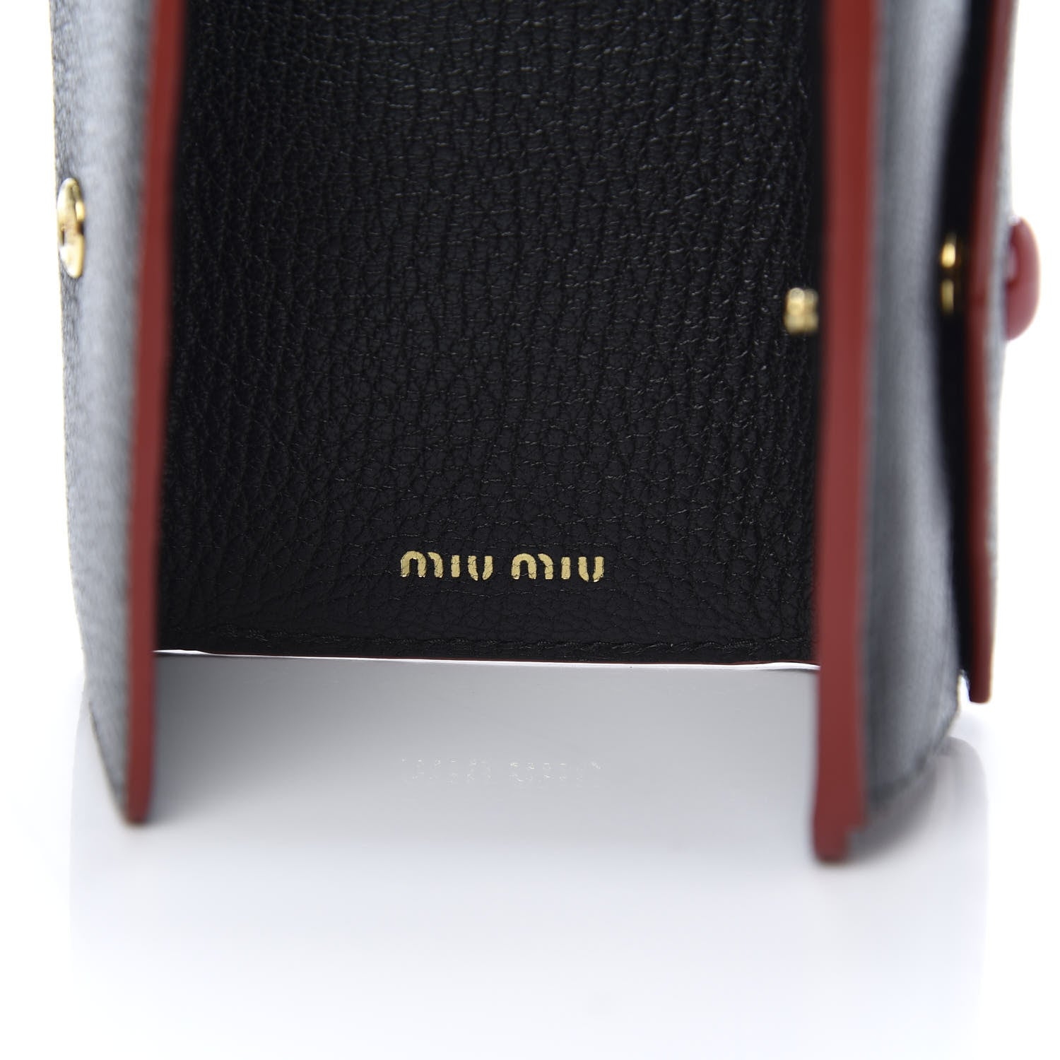 Miu Miu Goatskin Madras Love Wallet Black 6 of 7