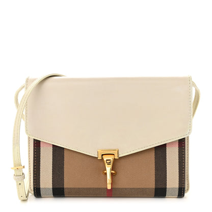 Burberry Derby Calfskin House Check Small Macken Crossbody Bag Limestone 1 of 15