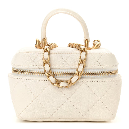 Chanel Caviar Quilted Mini Top Handle Vanity With Chain White 1 of 11