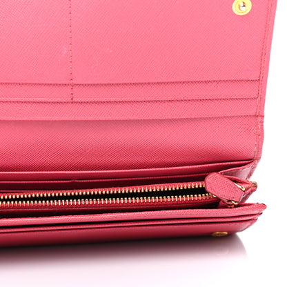 Prada Saffiano Triangle Continental Flap Wallet Peonia 5 of 8