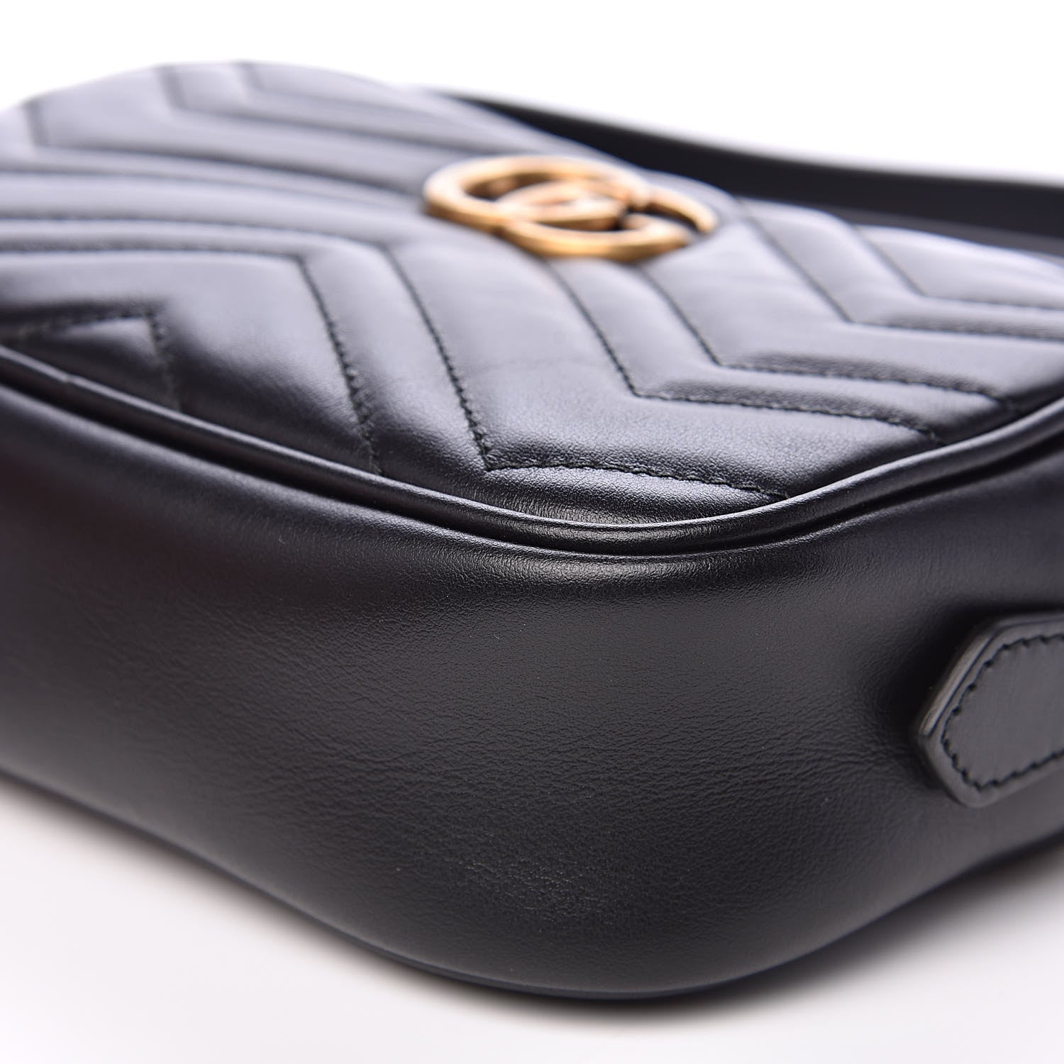 Gucci Calfskin Matelasse Mini GG Marmont Chain Shoulder Bag Black 9 of 9