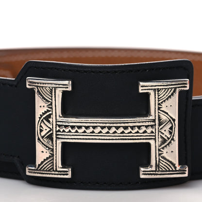 Hermes Box Togo Sterling Silver Touareg 32mm H Belt 100 Black Gold 2 of 7