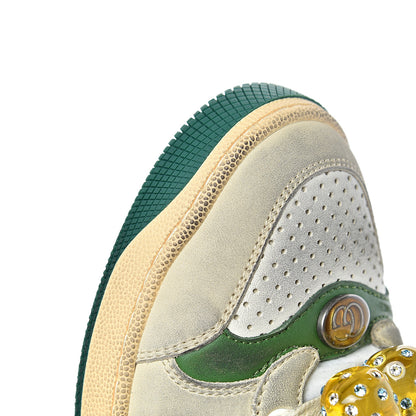 Gucci Nubuck Web Cherries Womens Screener Sneakers 35 Dusty Milk White Vintage Green 10 of 18