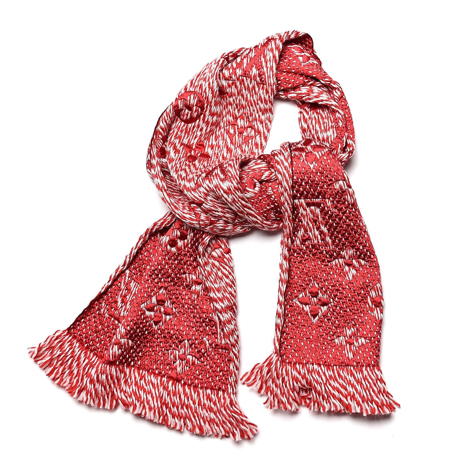 Louis Vuitton Wool Silk Logomania Mix Scarf Coquelicot 1 of 4