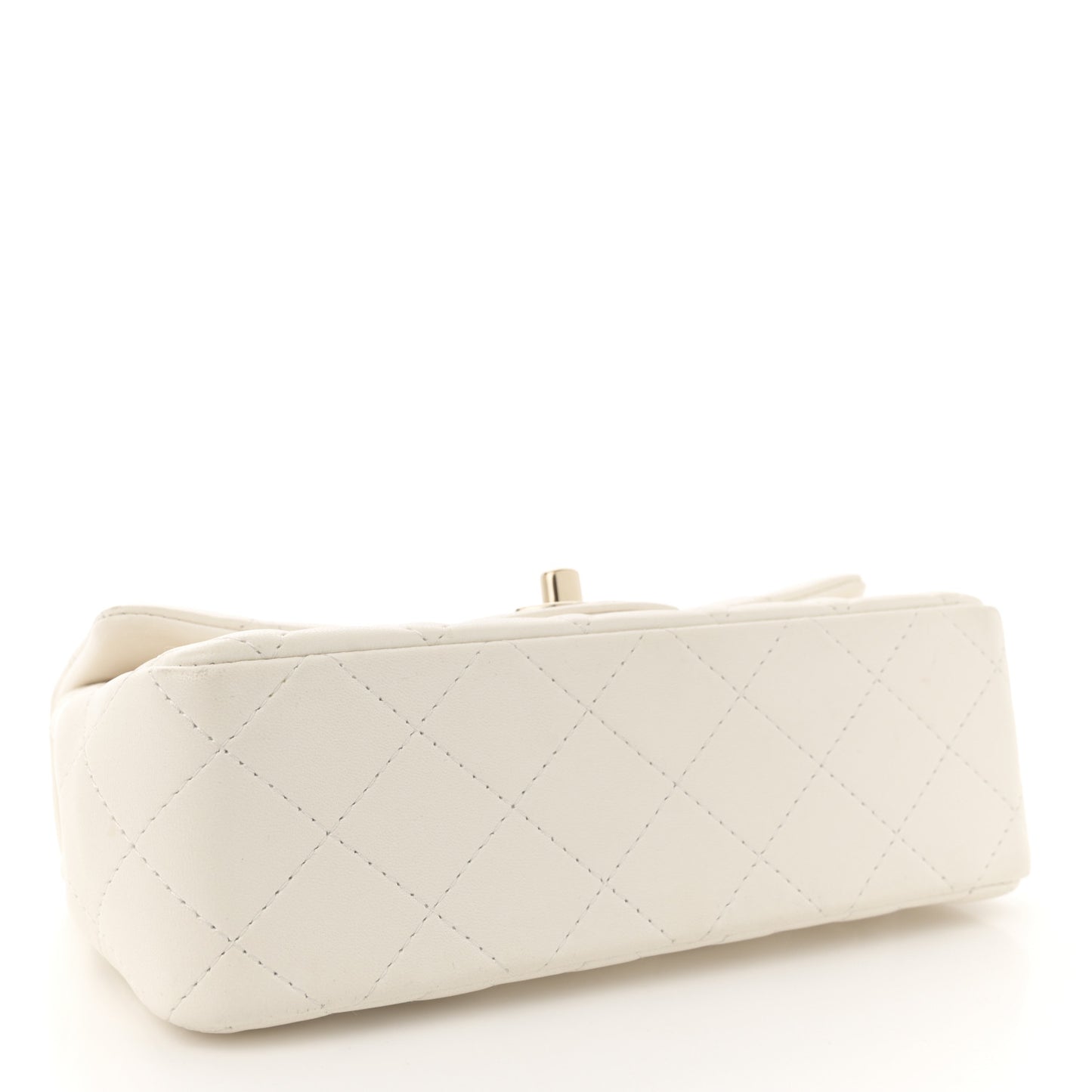Lambskin Quilted Mini Rectangular Flap White