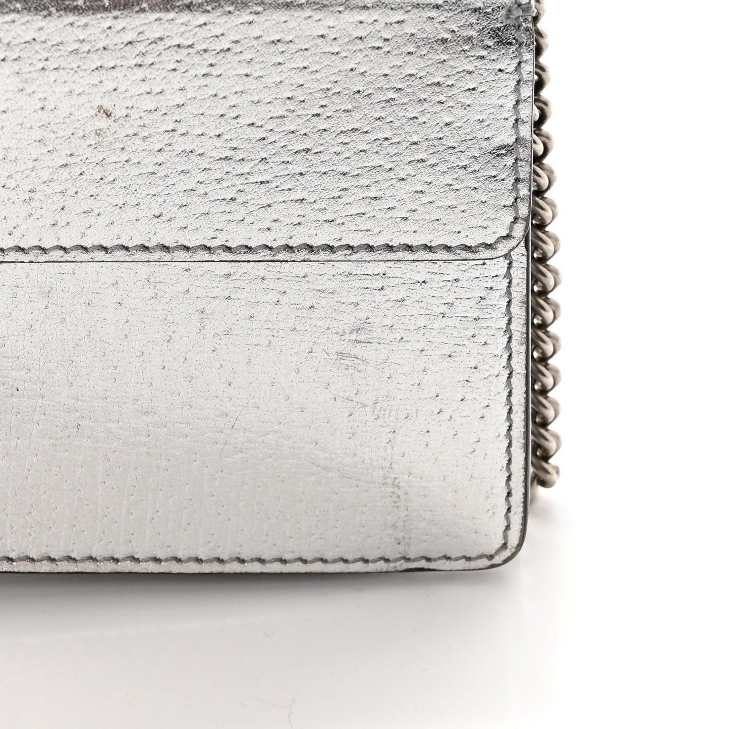 Metallic Calfskin Crystal Super Mini Dionysus Shoulder Bag Silver