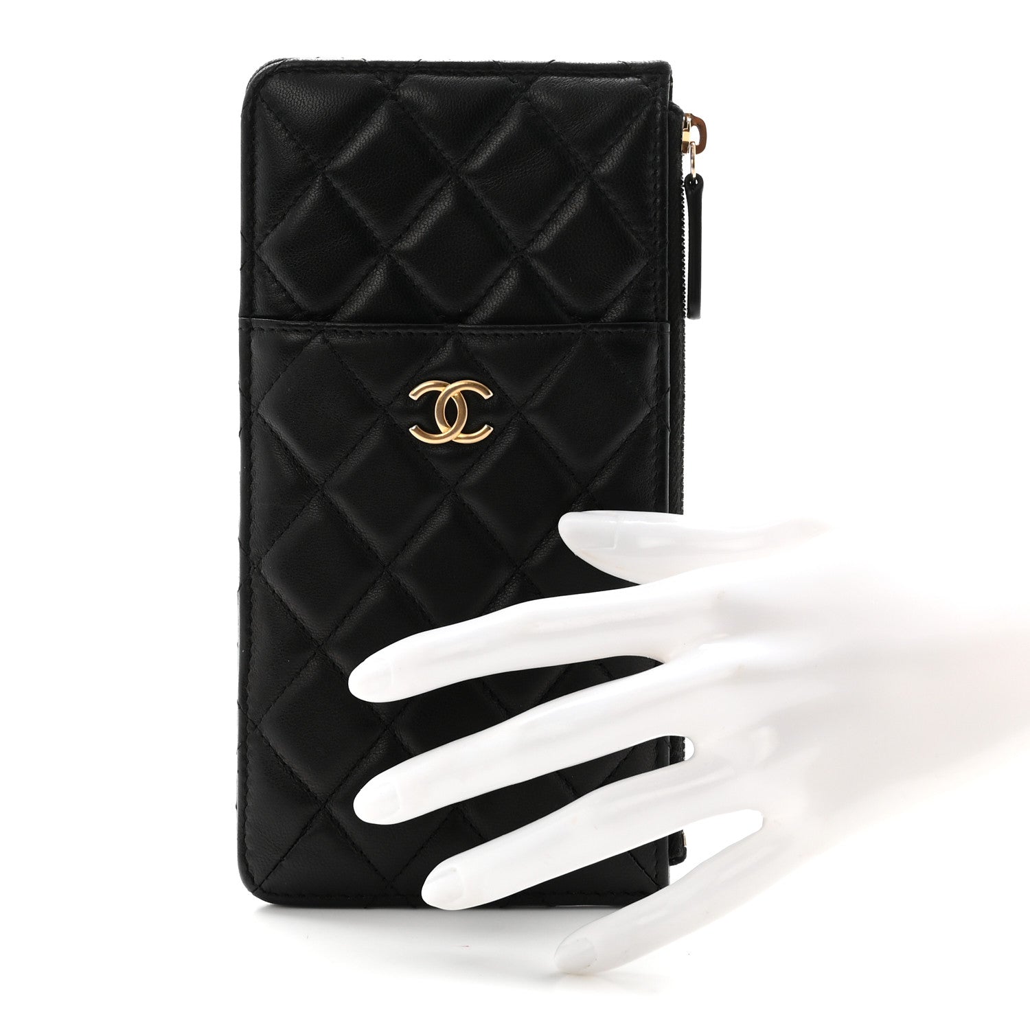 Chanel Lambskin Quilted Egyptian Amulet Classic Flat Wallet Pouch Black 2 of 7