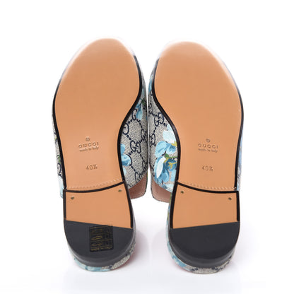 Gucci GG Supreme Monogram Blooms Womens Princetown Slippers 40.5 Beige Blue Navy Hibiscus Red 5 of 8
