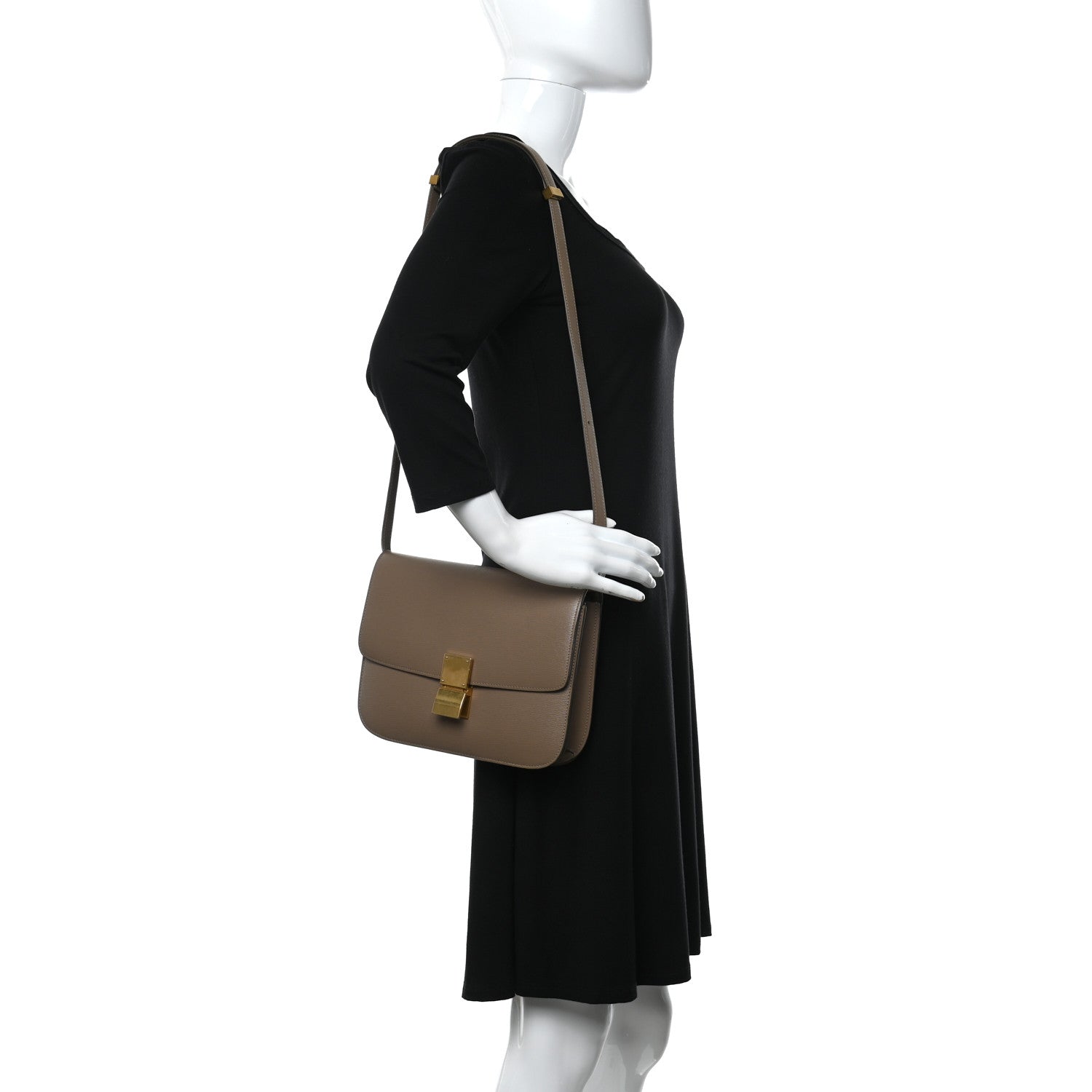 Celine Liege Calfskin Medium Classic Box Flap Bag Taupe 2 of 12