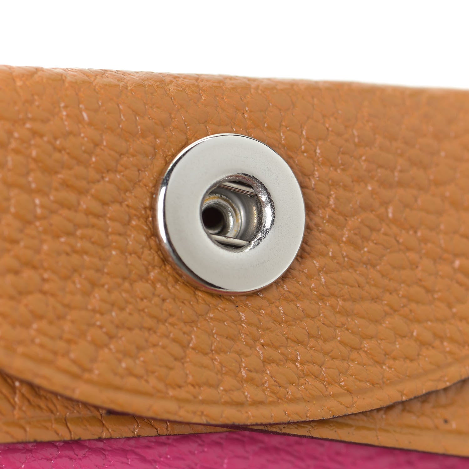 Hermes Chevre Mysore Bastia Verso Coin Purse Caramel Rose Shocking 10 of 11