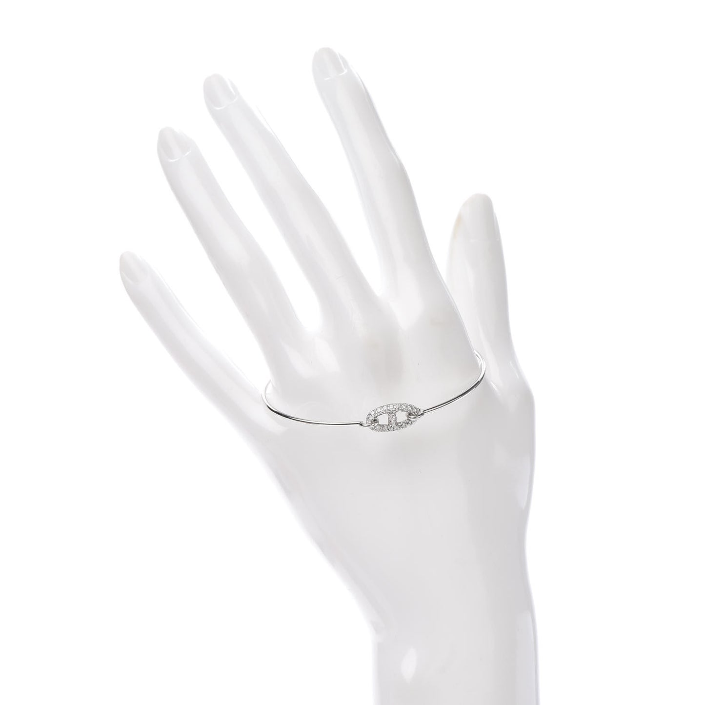 18K White Gold Diamond PM Ronde Chaine d'Ancre Bracelet ST