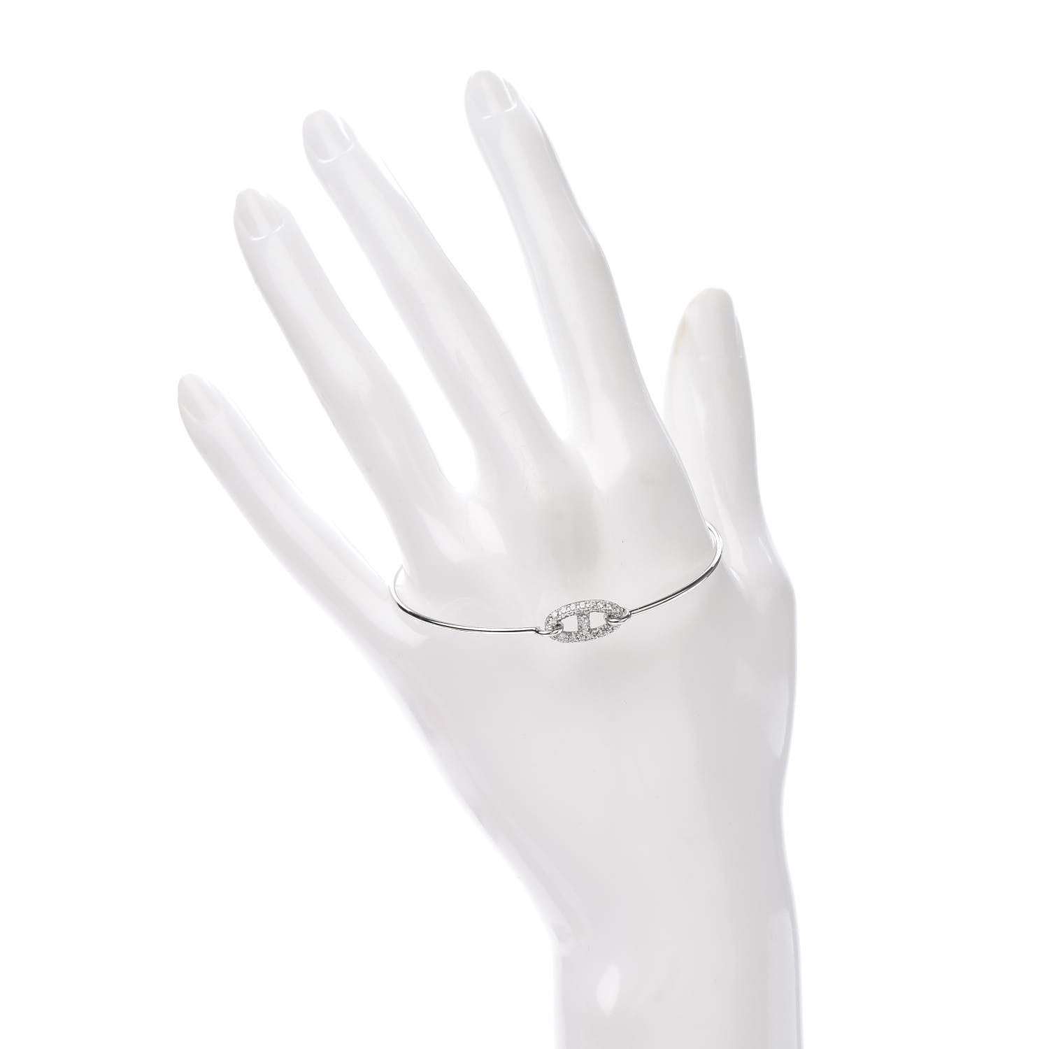 Hermes 18K White Gold Diamond PM Ronde Chaine d'Ancre Bracelet ST 2 of 4