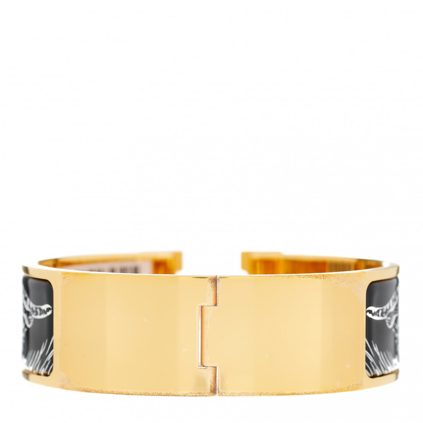 Enamel Print Guepards Wide Clic Clac H Bracelet GM Positif Negatif
