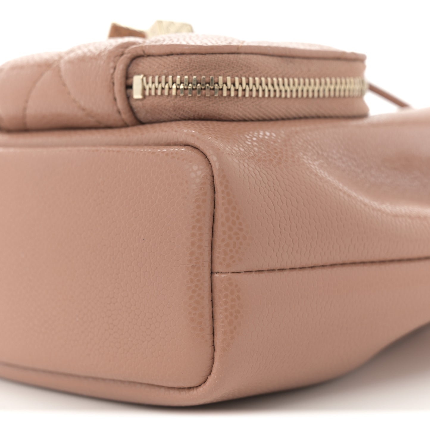 Shiny Grained Calfskin Quilted Mini Clutch With Chain Brown