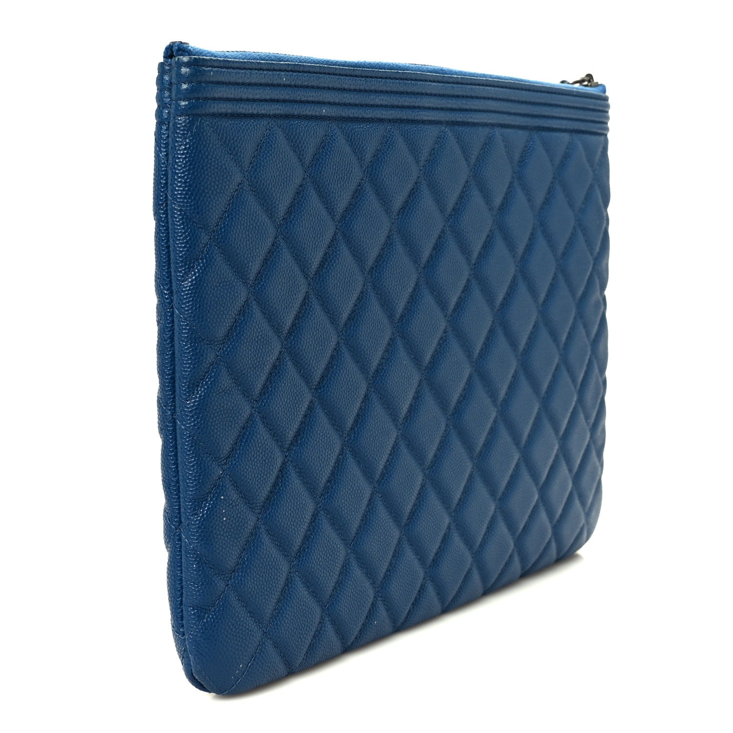 Chanel Caviar Quilted Medium Boy Cosmetic Case Blue 3 of 8