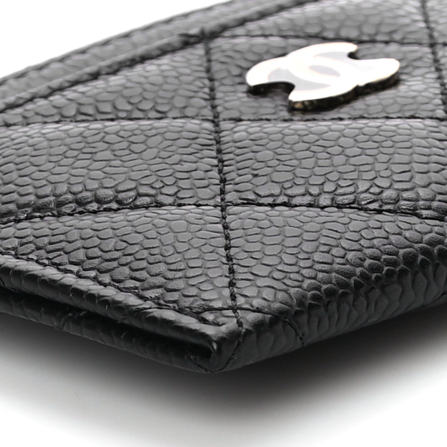 Caviar Quilted Card Holder Black