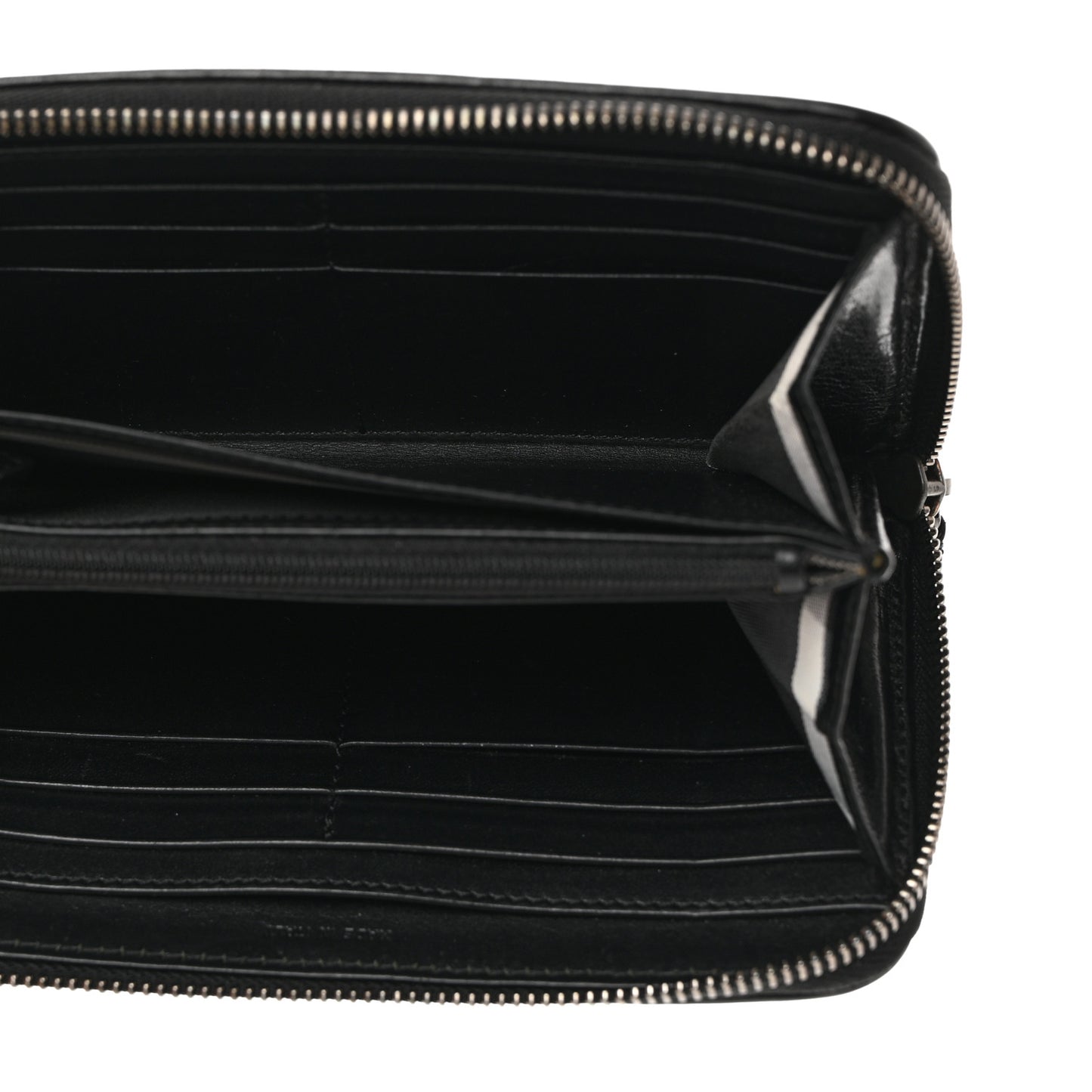 Calfskin Studded Zip Around Wallet Black