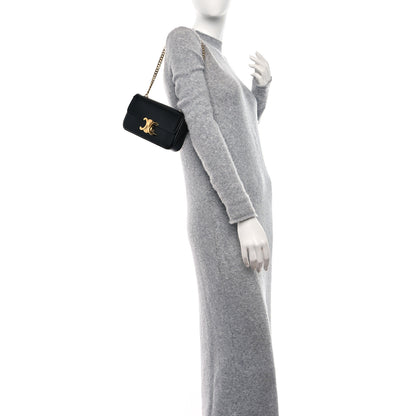 Celine Shiny Calfskin Triomphe Chain Shoulder Bag Black 2 of 8