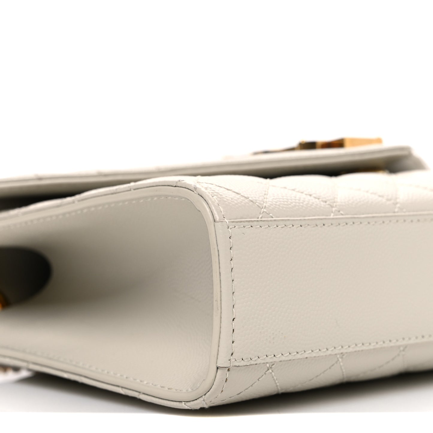 Grain De Poudre Textured Mixed Matelasse Medium Triquilt Monogram Satchel Crema Soft