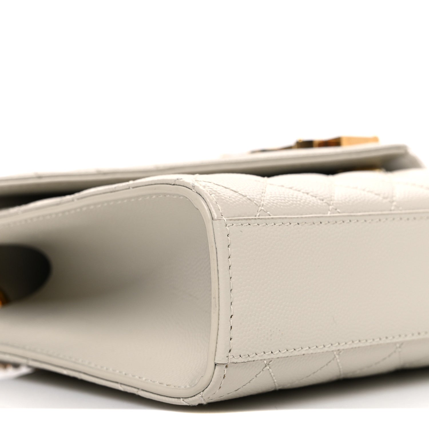 Saint Laurent Grain De Poudre Textured Mixed Matelasse Medium Triquilt Monogram Satchel Crema Soft 8 of 10