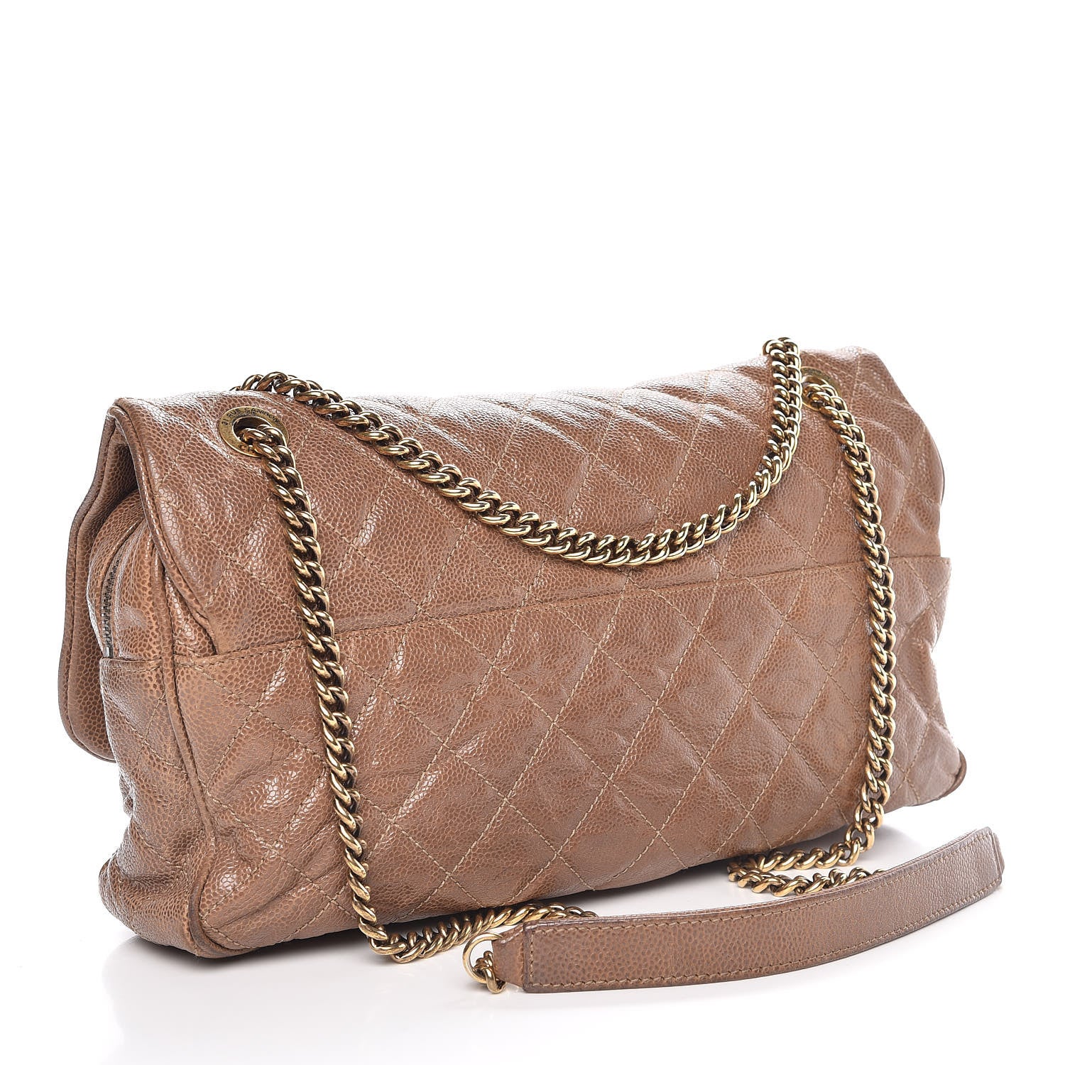 Chanel Crumpled Caviar Quilted Large Shiva Flap Beige 3 of 15