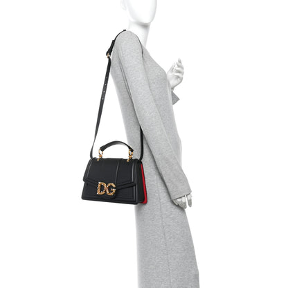 Dolce & Gabbana Smooth Calfskin Small DG Amore Top Handle Bag Black 2 of 9