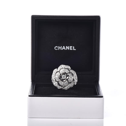Chanel 18K White Gold Diamond Bouton de Camélia Ring 56 7.5 6 of 6