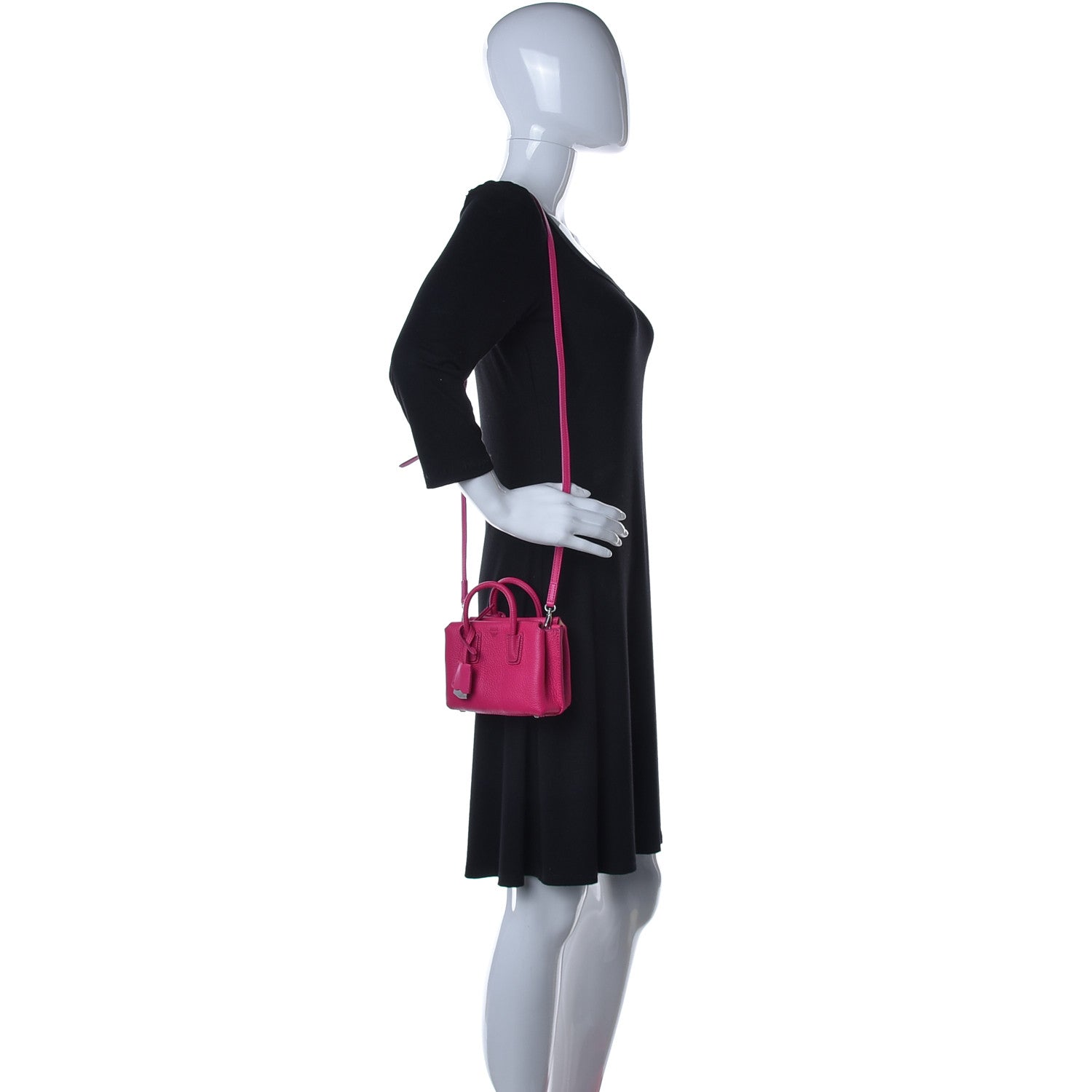 MCM Grained Calfskin X-Mini Milla Tote Beetroot Pink 2 of 8