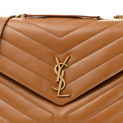 Saint Laurent Calfskin Y Quilted Monogram Medium Loulou Chain Satchel Dark Natural 8 of 13