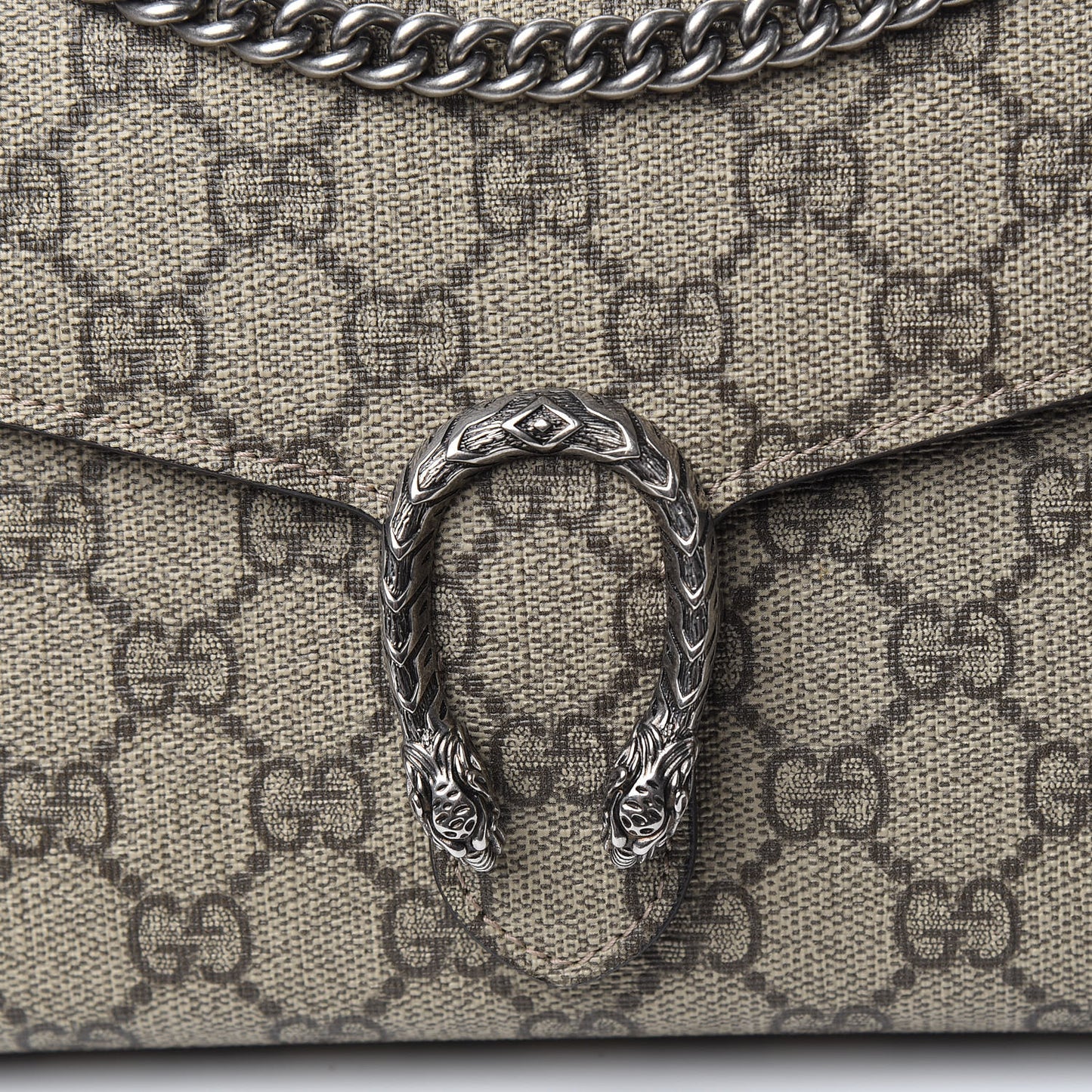 GG Supreme Monogram Mini Dionysus Chain Wallet Beige Taupe