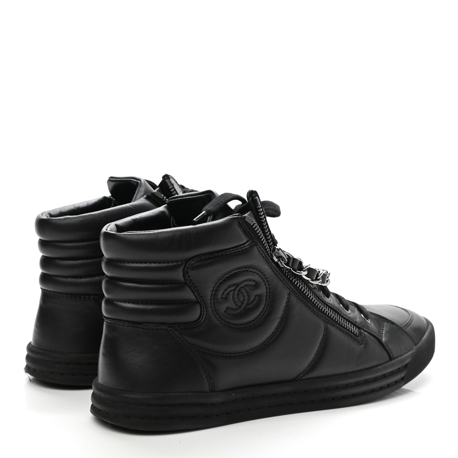 Chanel Lambskin Zipped Chain CC Sneakers 40.5 Black 4 of 10