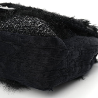 Chanel Tweed Faux Fur Patchwork Jumbo Single Flap Black 9 of 11