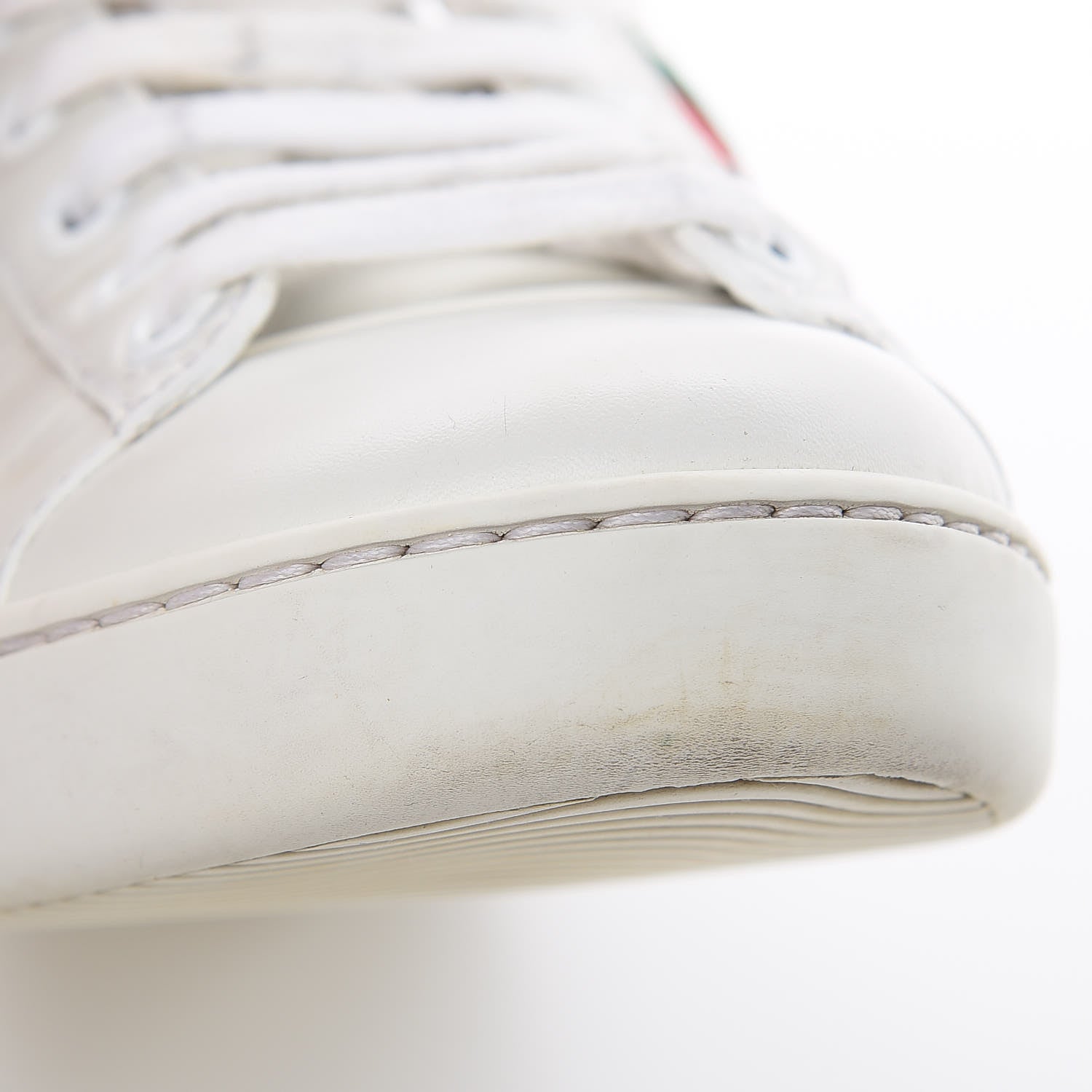 Gucci Calfskin Web Bee Embroidered Womens Ace Sneakers 38 White Green 11 of 17