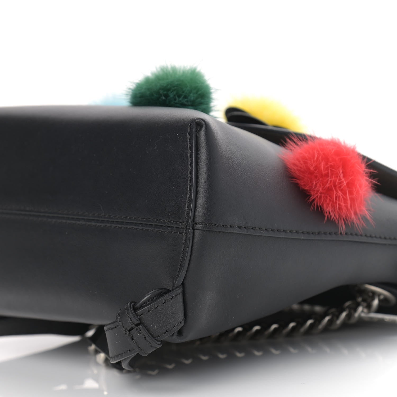 Fendi Calfskin Pom Pom Mini Back to School Backpack Black 8 of 8