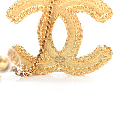Chanel CC Drop Earrings Matte Gold 4 of 5