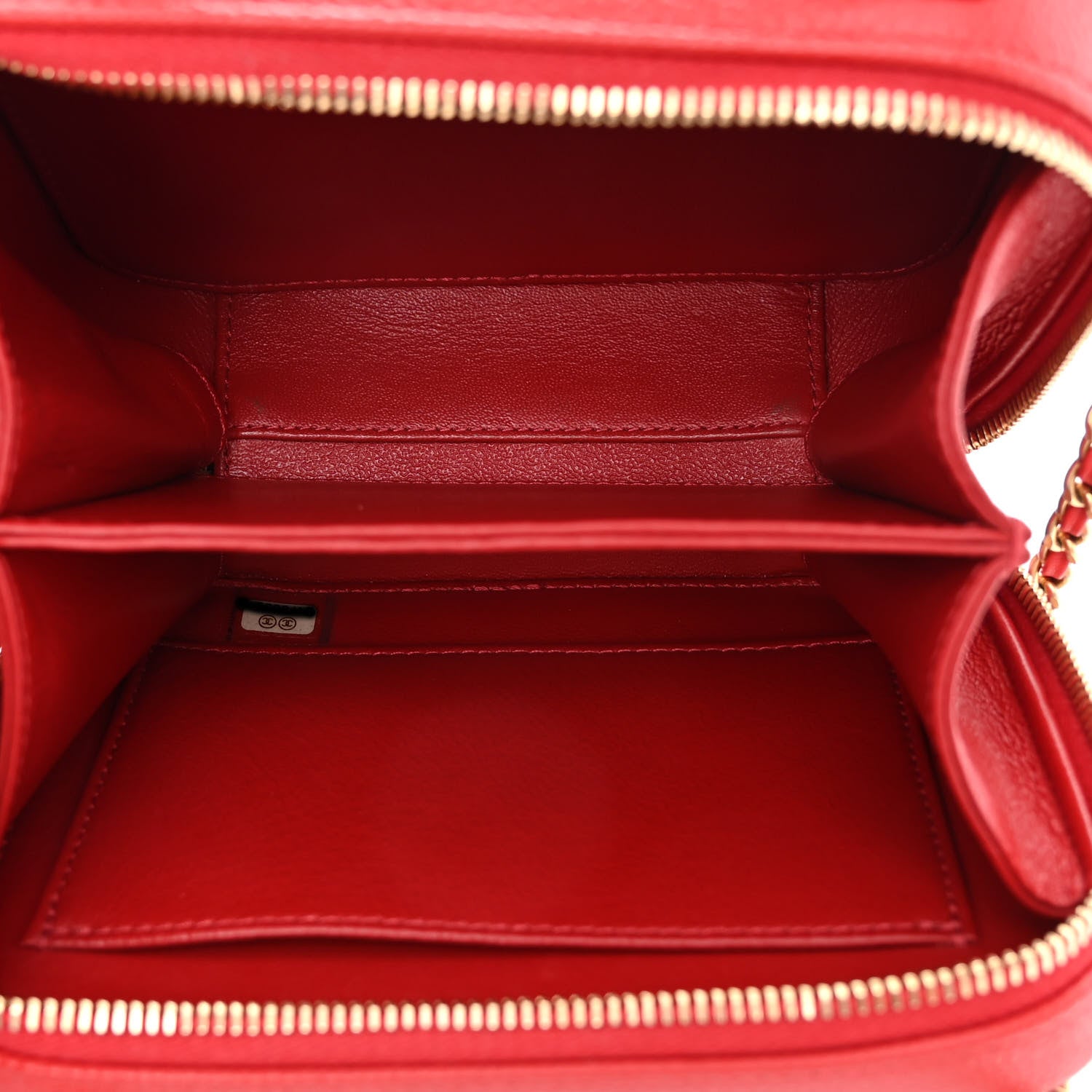 Chanel Caviar Quilted Small CC Filigree Vanity Case Red 5 of 10