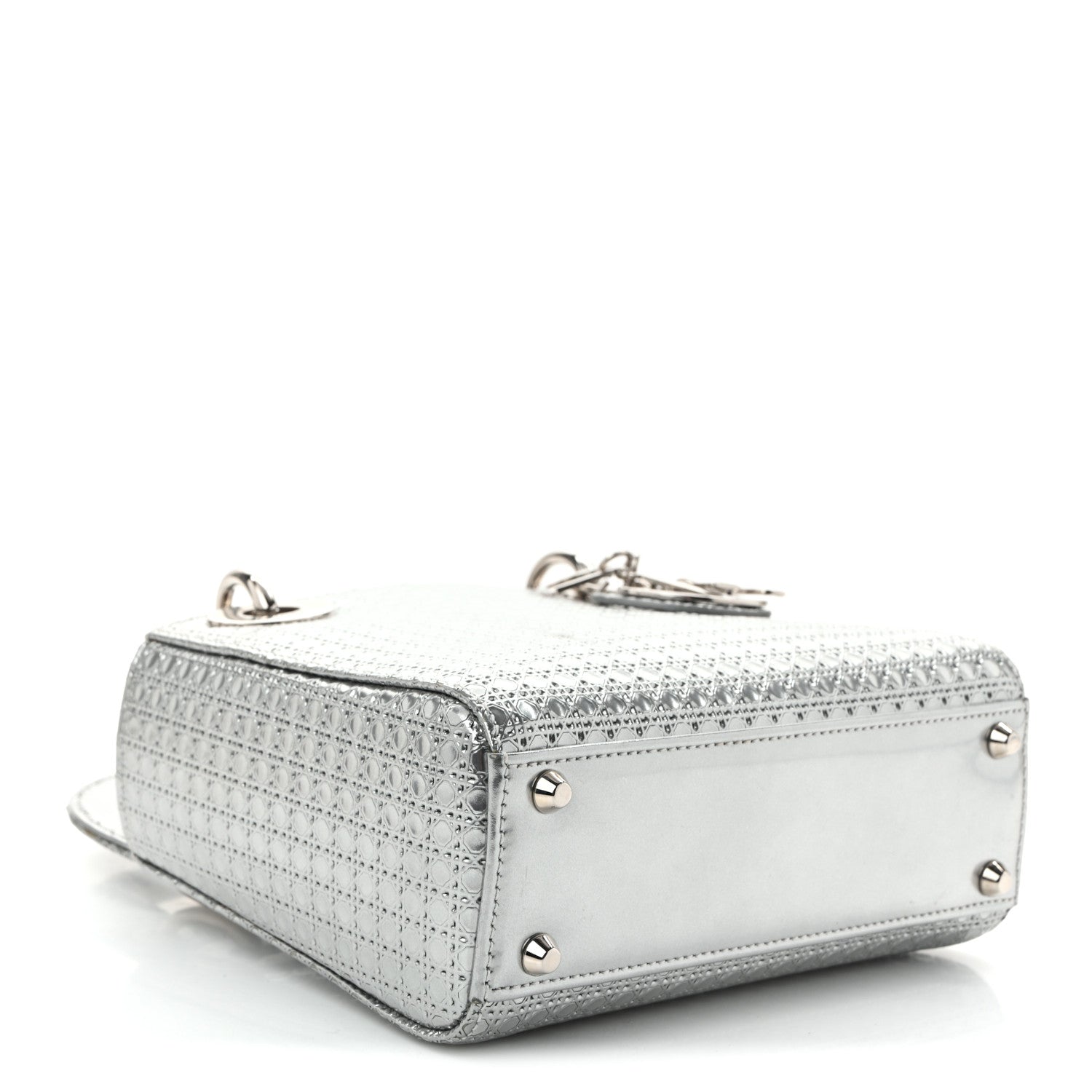 Christian Dior Metallic Patent Micro-Cannage Mini Lady Dior Silver 4 of 11