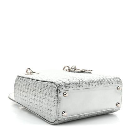 Christian Dior Metallic Patent Micro-Cannage Mini Lady Dior Silver 4 of 11