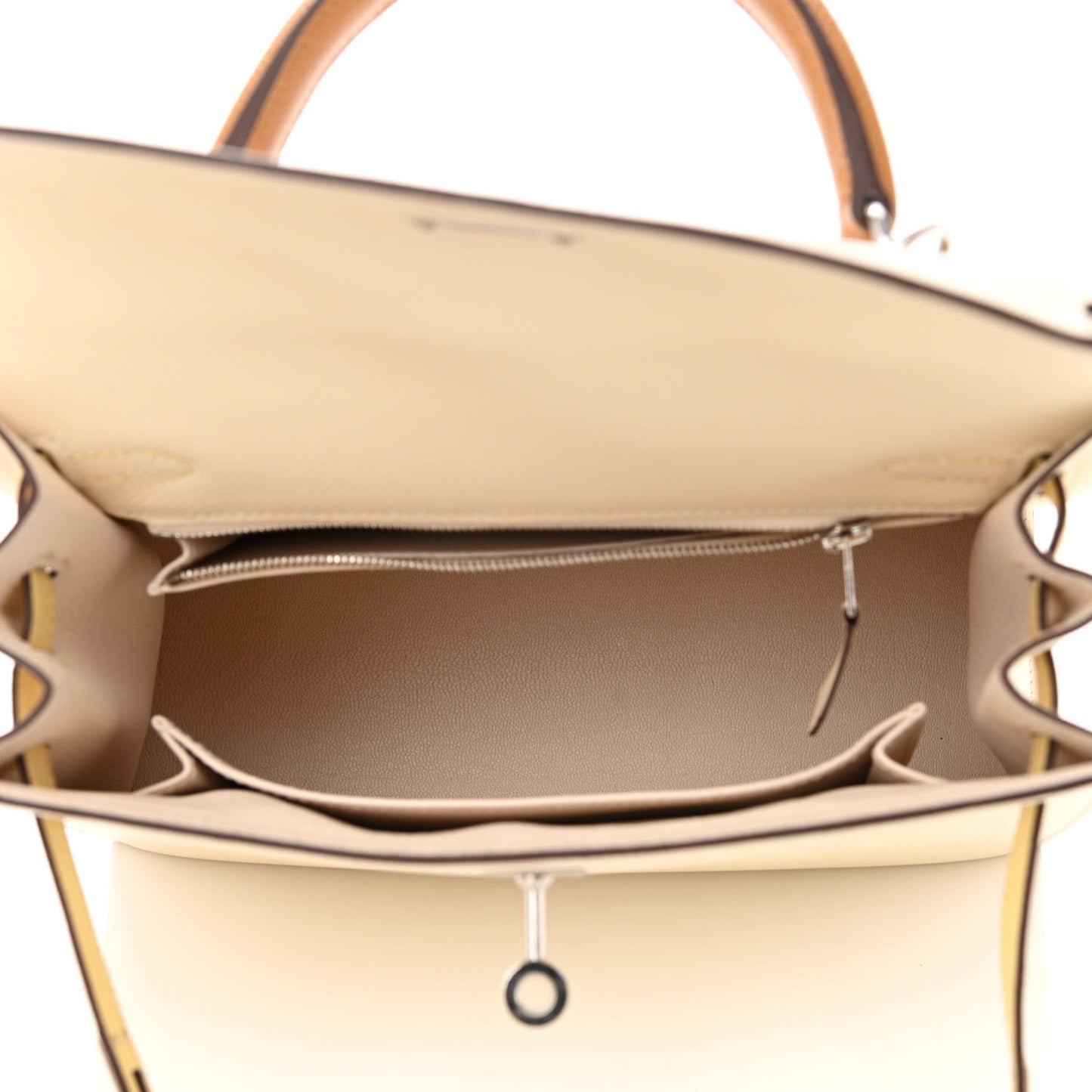 Epsom Tri-Color Kelly Sellier 25 Nata Jaune Poussin Sesame