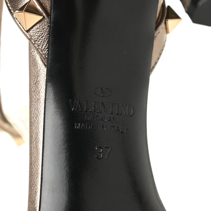 Valentino Garavani Metallic Nappa Rockstud Ankle Wrap 85mm Sandals 37 Sasso 8 of 10