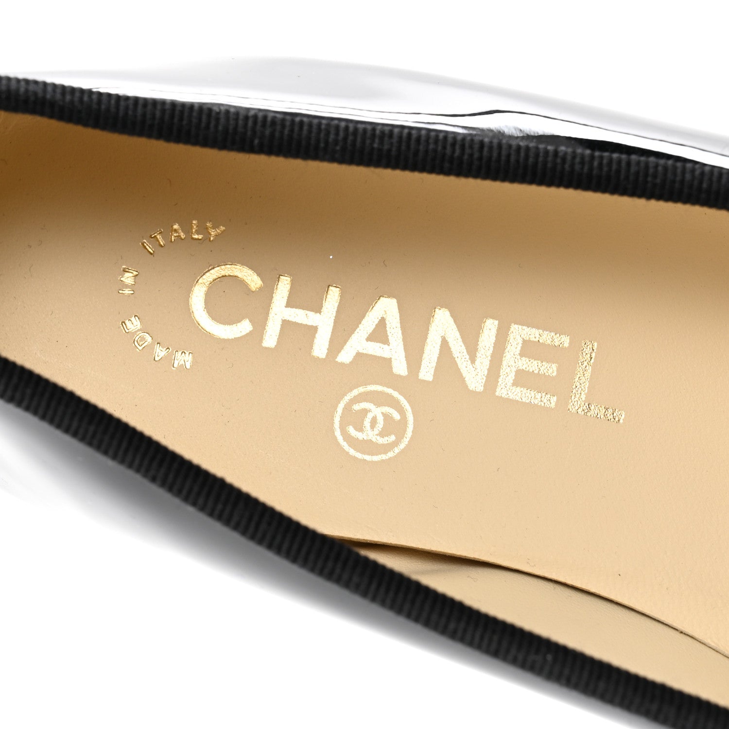 Chanel Patent CC Cap Toe Ballerina Flats 37.5 Black 7 of 9