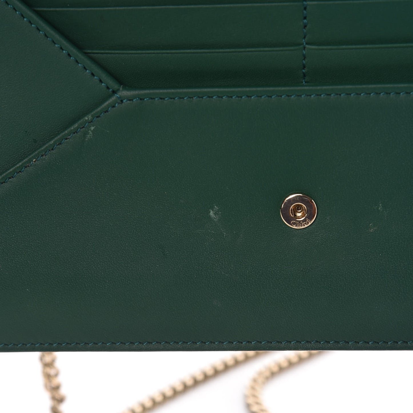 Calfskin Chain Wallet Green