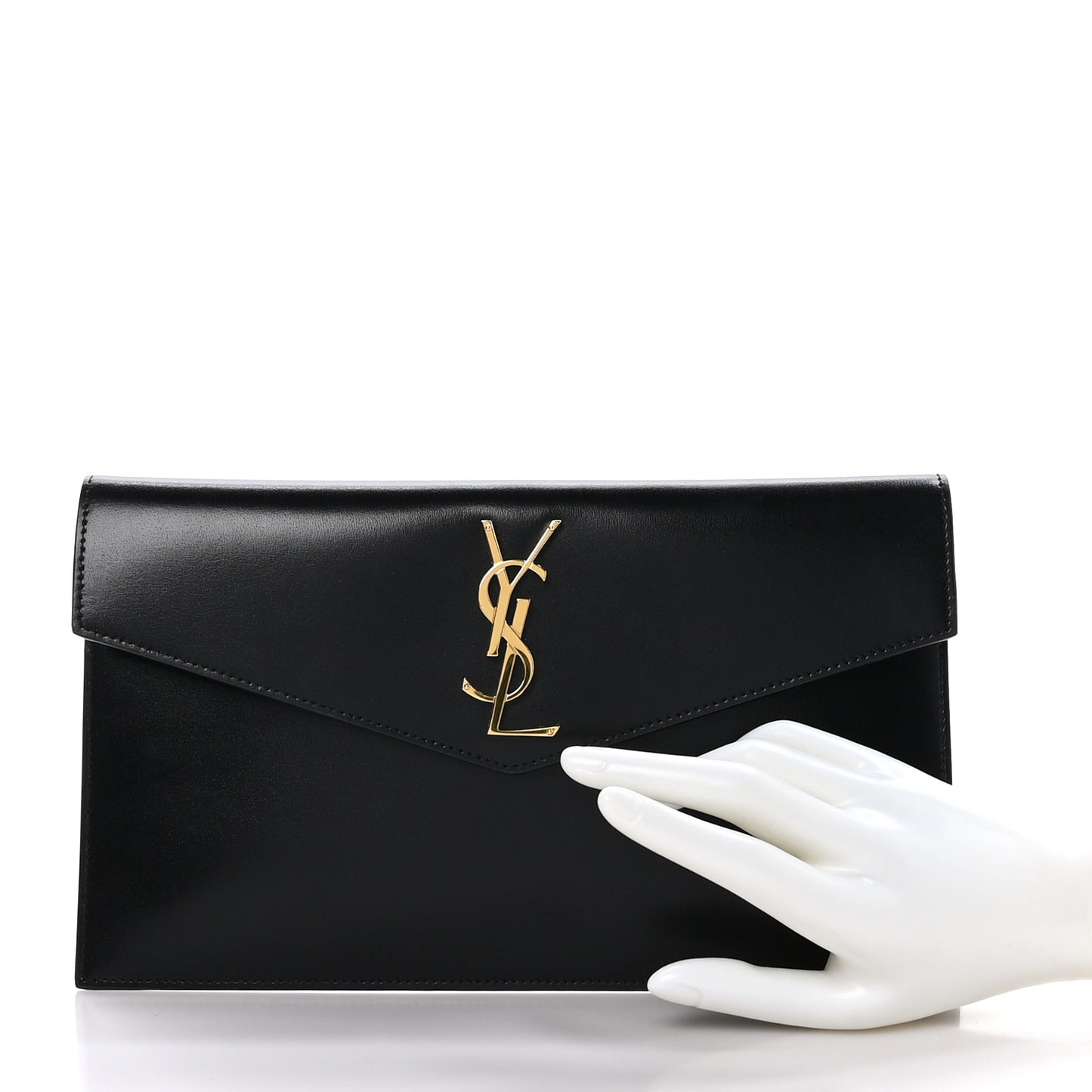 Smooth Shiny Calfskin Monogram Uptown Pouch Black