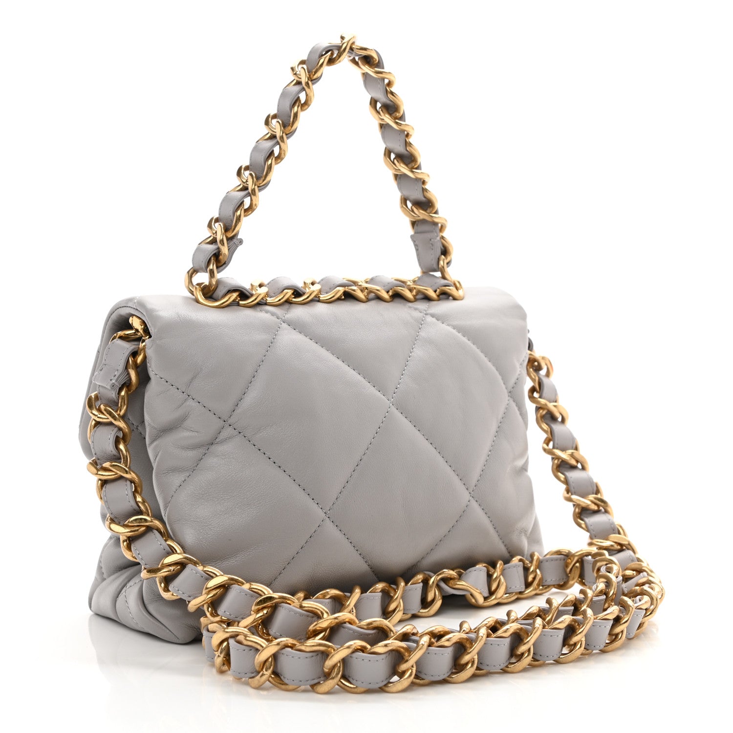 Chanel Lambskin Quilted Small Chain Top Handle Flap Grey 3 of 8
